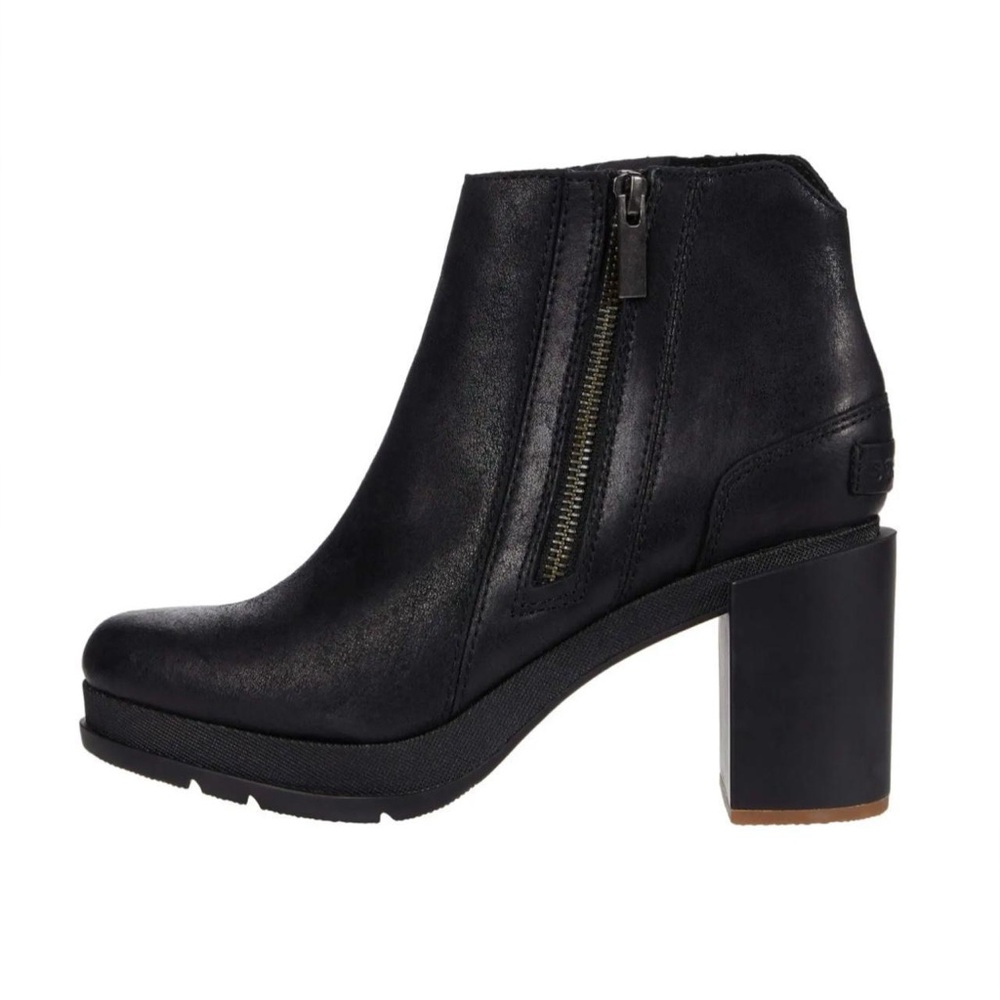 new sorel women’s black leather heeled bootie / boots size 6.5